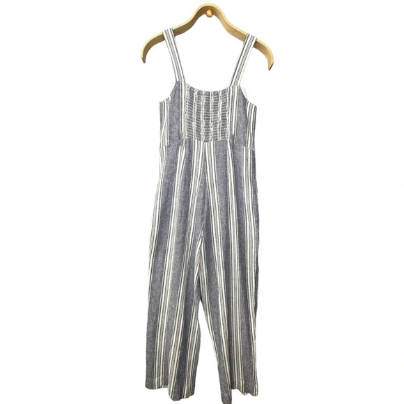 Rails Kyra Linen Rayon Blue White Striped Jumpsuit Sz: Small - Picture 9 of 13